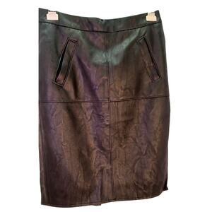 VTG Y2K Cabi Faux Leather Pencil Skirt Black Size Small Moto Grunge Chic Edgy